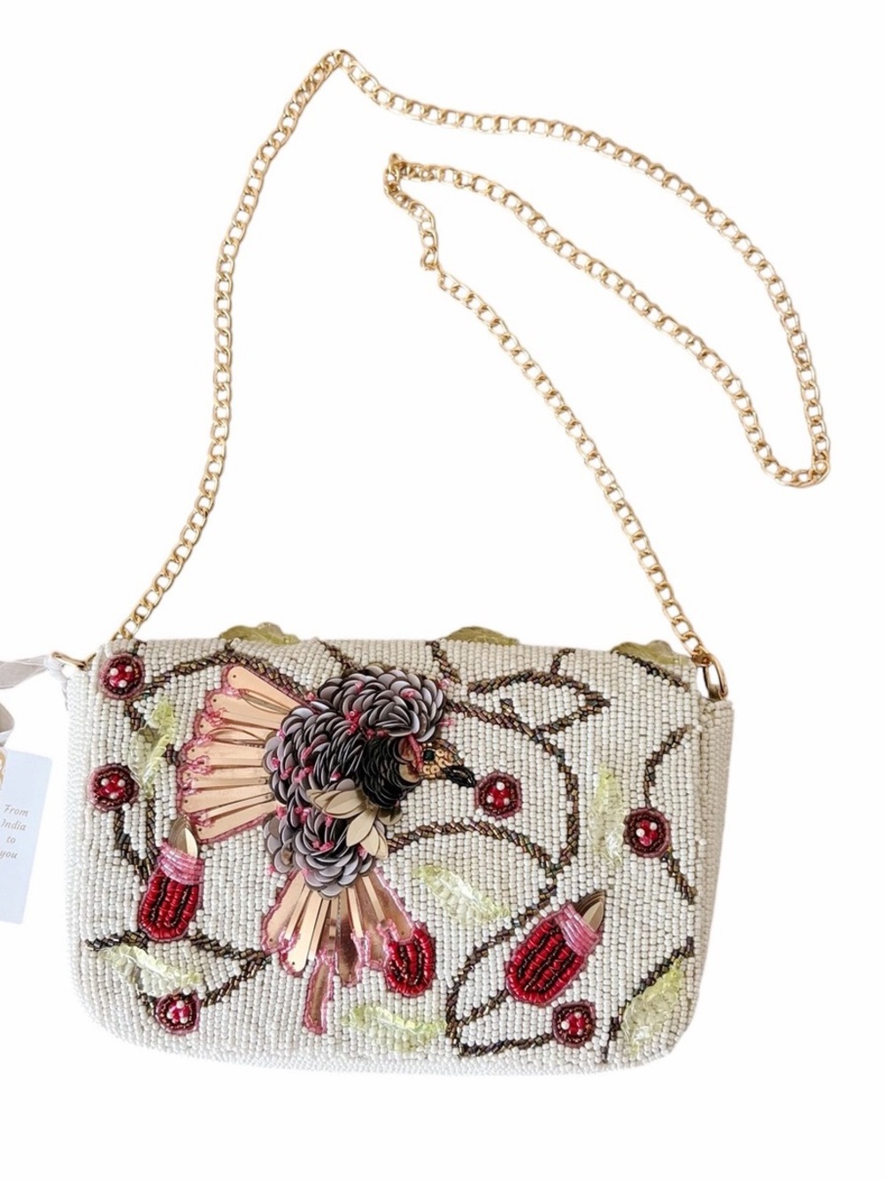 NWT Beaded Floral Hummingbird Embellished Crossbody Bag - Picture 5 of 5